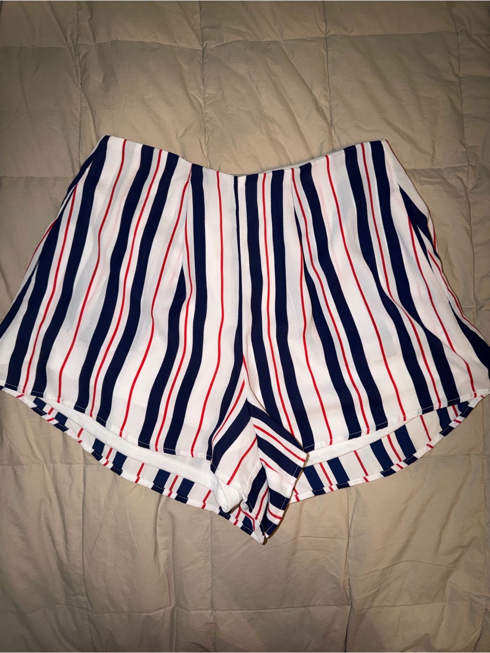 Show Me Your Mumu Striped Women’s Shorts - White with Navy & Red Stripes